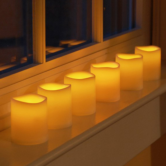 סט שש נרות לד אלקטרוניים עם להבה זזה הפעלה עם שלט מופעל על ידי סוללות