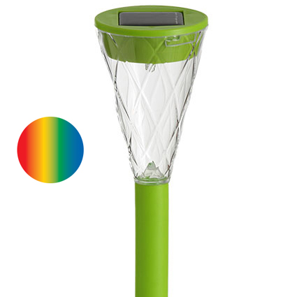 תאורה סולארית לגינה קונוס ירוק מחליף צבעים תאורה סולארית לגינה קונוס ירוק מחליף צבעים