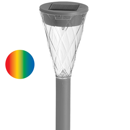 תאורה סולארית לגינה קונוס אפור מחליף צבעים תאורה סולארית לגינה קונוס אפור מחליף צבעים