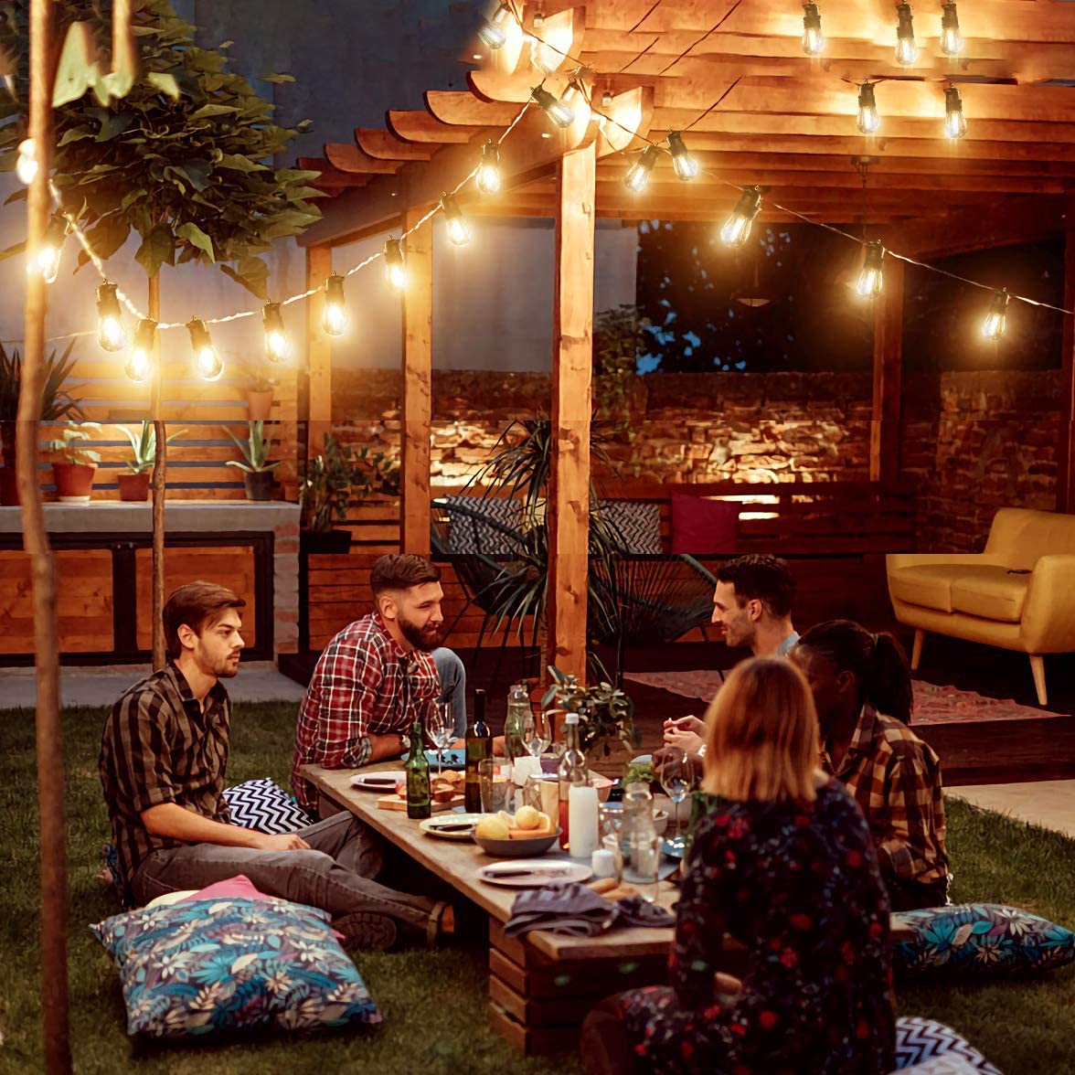 גרילנדה לד סולארית לבן חם 12 נורות בעיצוב וינטג 12 מטר מוגן מים עם טעינת USB