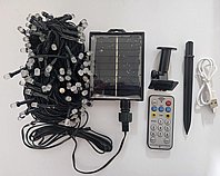 גרילנדה סולארית שרשרת נורות לד 200 נורות לד LED באורך 23 מ' בגוון לבן חם צהוב כולל שלט וטעינת USB